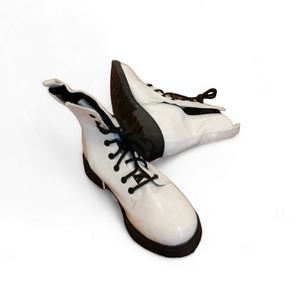 Wonder Nation Shimmery White  and Black Combat Boots